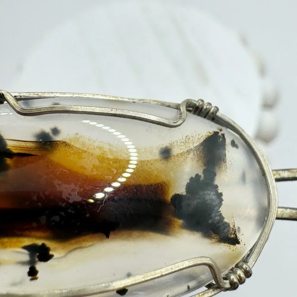 Vintage Montana Moss Agate Large Tie Clip